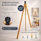 Abajur de Chão Rústico com Cúpula de Linho