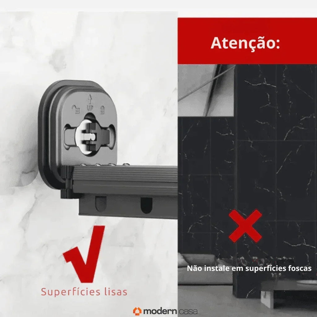 Varal Retrátil Sem Perfuração Dobrável