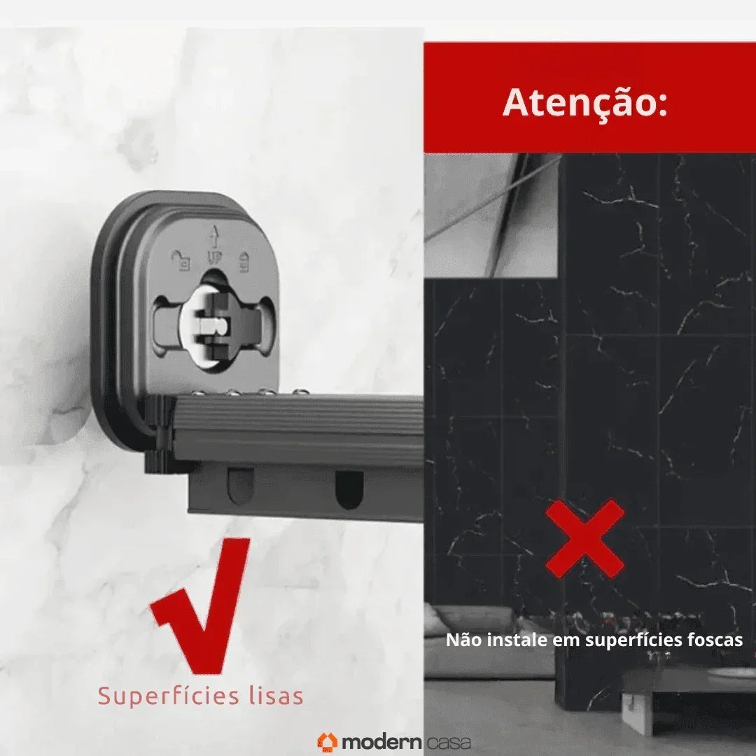Varal Retrátil Sem Perfuração Dobrável