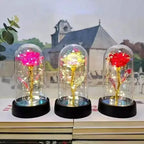 Rosa Encantada com Luz LED –  com Cúpula Decorativa Iluminada
