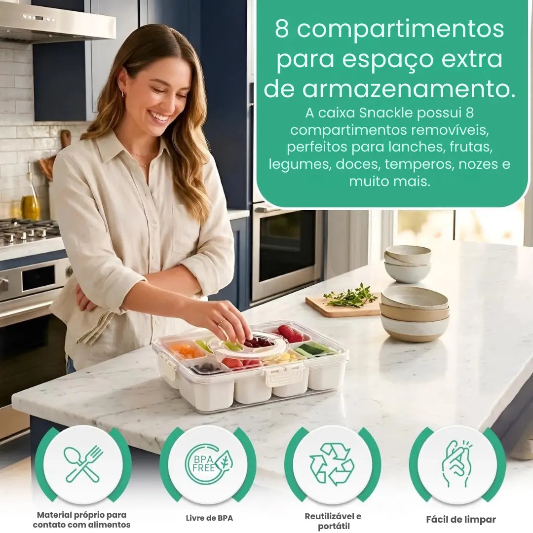 Organizador Hermético Em Acrílico com 8 Divisórias – para Frutas, Legumes e Alimentos