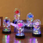Rosa Encantada com Luz LED –  com Cúpula Decorativa Iluminada