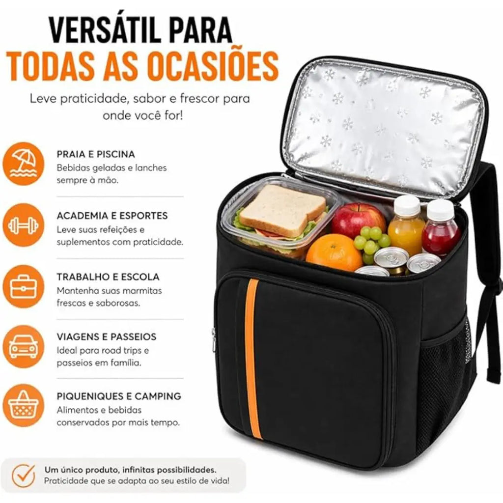 Mochila Térmica 23L Impermeável para Praia, Viagem e Camping – Cooler Portátil Dobrável