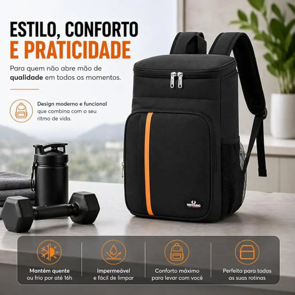 Mochila Térmica 23L Impermeável para Praia, Viagem e Camping – Cooler Portátil Dobrável