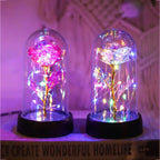 Rosa Encantada com Luz LED –  com Cúpula Decorativa Iluminada