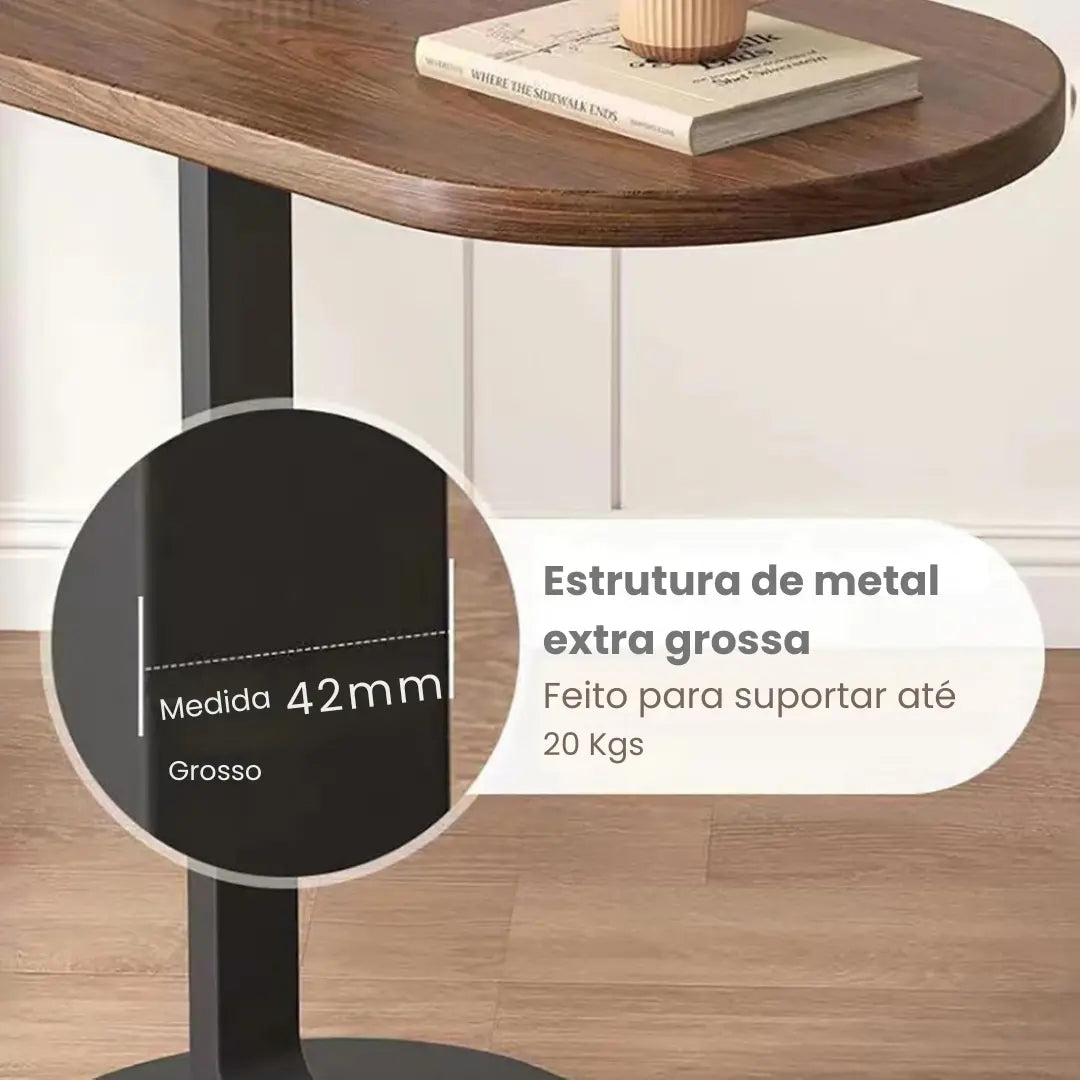 Mesa de Apoio Lateral Portátil em Ferro e MDF