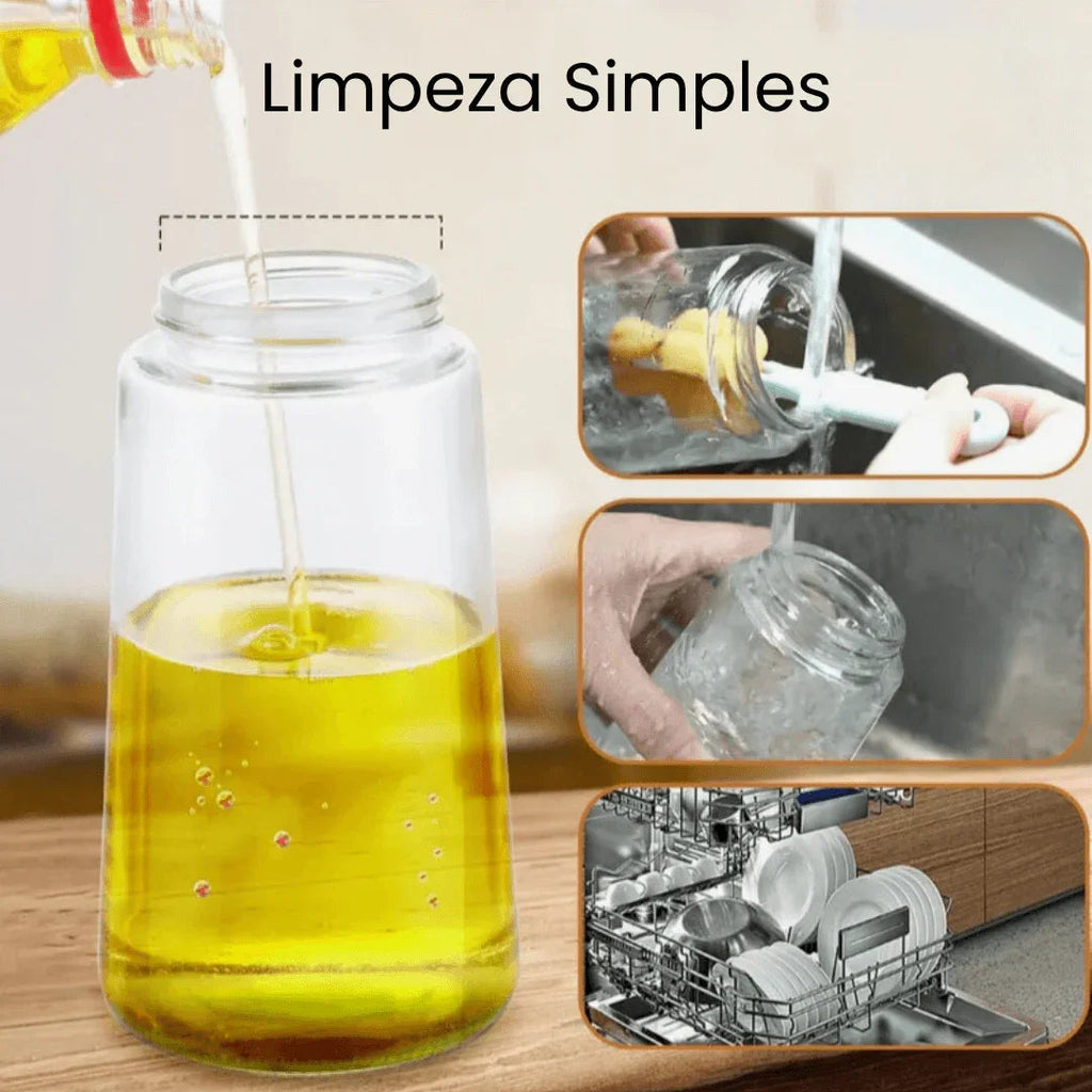 Porta Azeite Spray 2 em 1 de Vidro 465ml – Pulverizador de Óleo para Air Fryer, Saladas e Cozinha