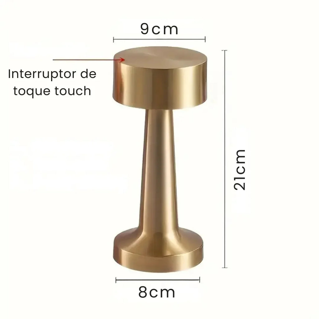 Abajur Candeeiro Touch Recarregável de Metal