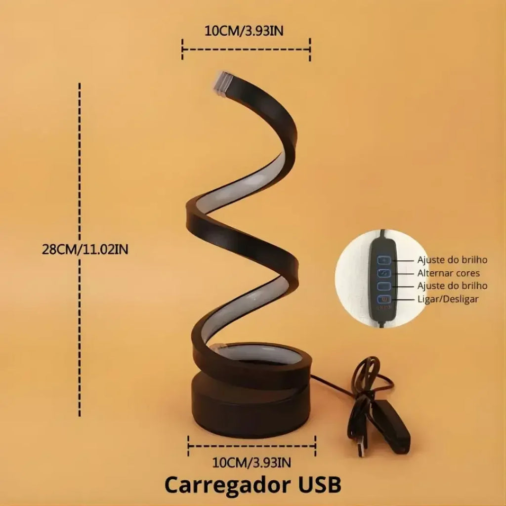 Abajur LED Espiral Clássico