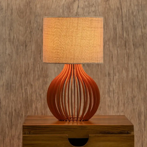 Abajur Luminária de Mesa Linho em MDF
