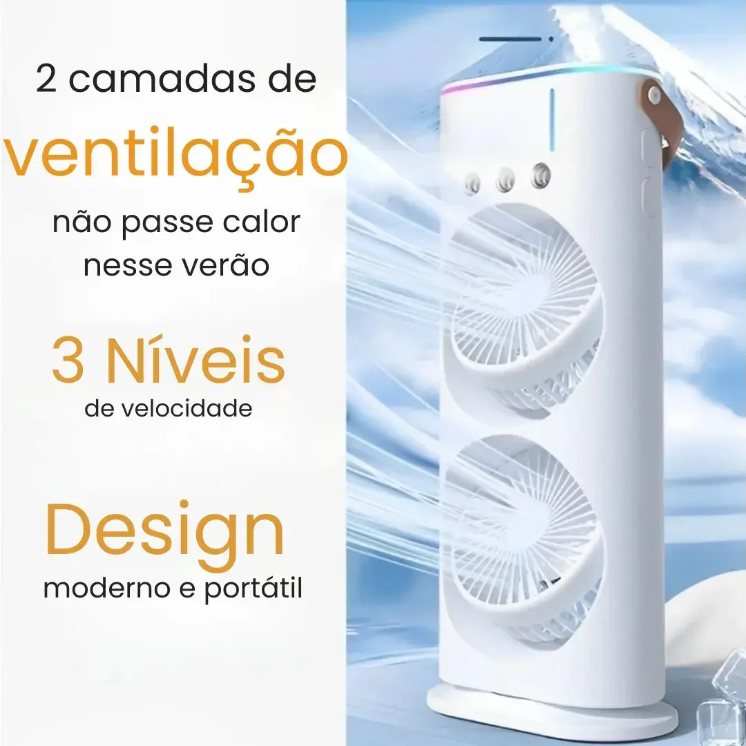 Mini Climatizador de Ar Portátil 3 em 1 USB Silencioso