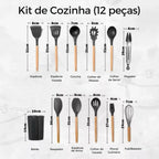 Jogo de Utensílios Cozinha em Silicone Antiaderente Kit com 12 Peças