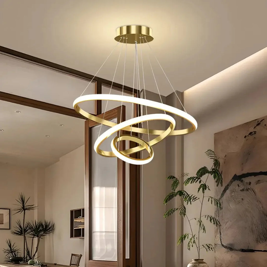Luminária De Teto Led Pendente 3 Anéis