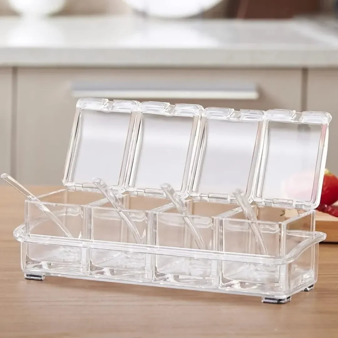 Porta Temperos e Condimentos Acrílico 4 Potes Organizadores