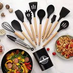 Jogo de Utensílios Cozinha em Silicone Antiaderente Kit com 12 Peças