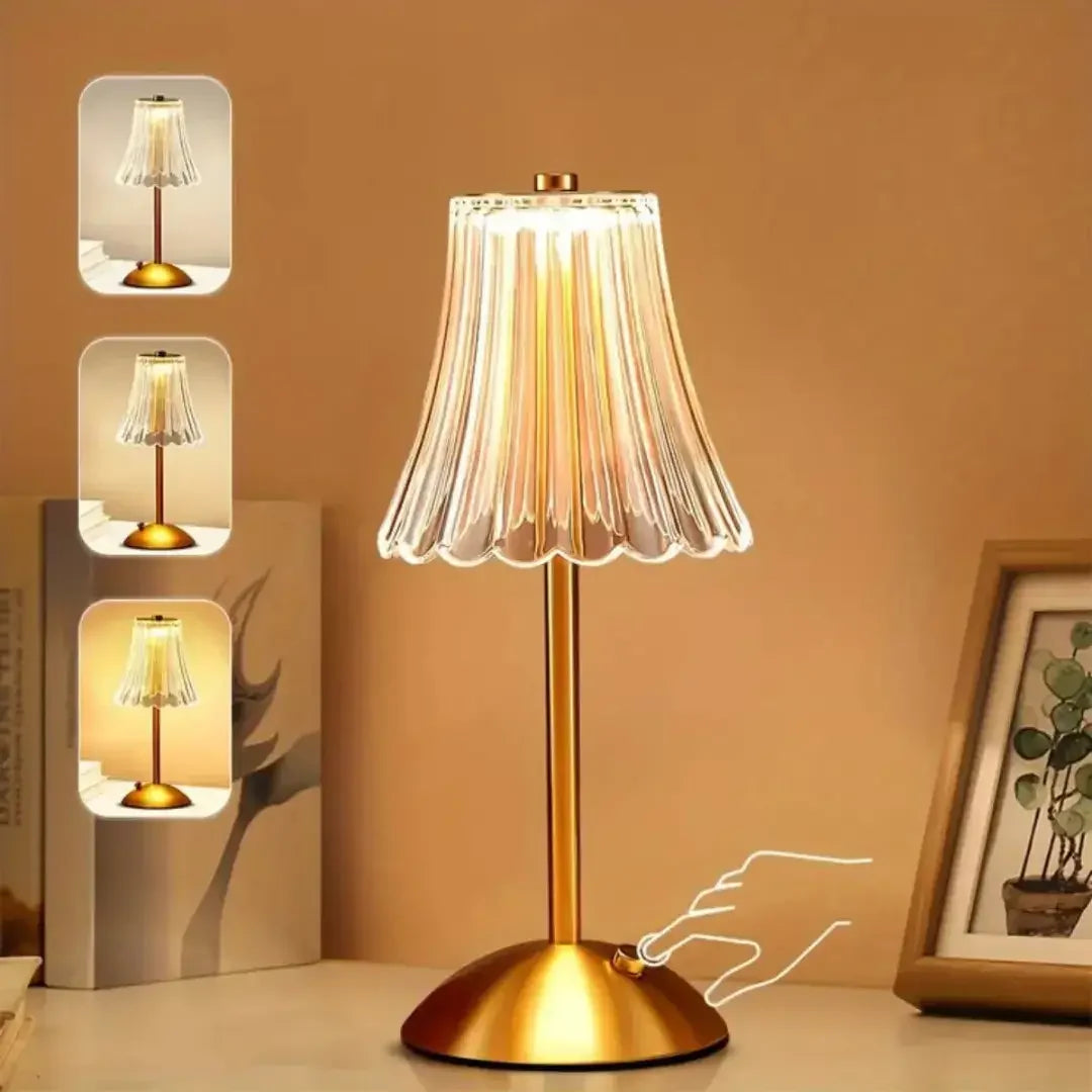 Luminária Abajur de Mesa LED 3 Cores Touch Recarregável