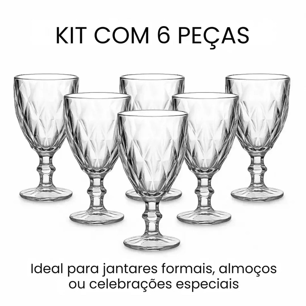 Jogo de Taças Diamond Transparente 6 peças