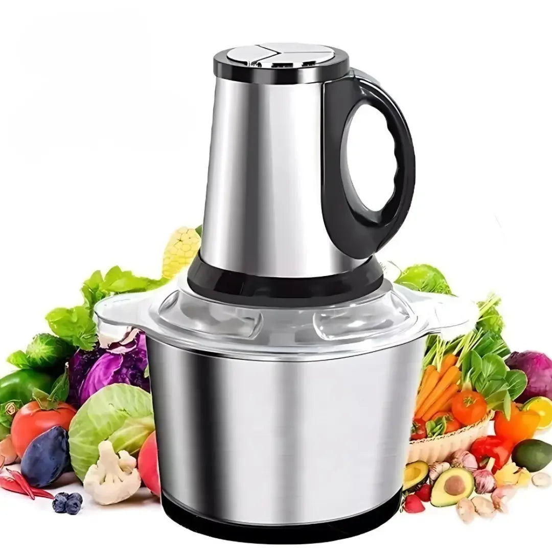 Moedor e Triturador de Alimentos Elétrico 300W em Aço Inox