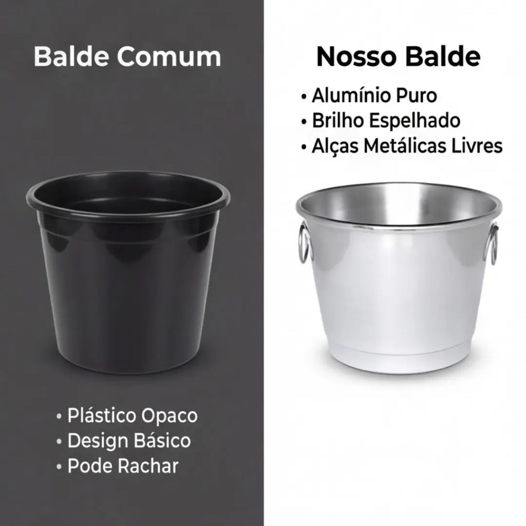 Balde de Gelo Alumínio Polido 5 Litros – Elegância e Conservação para Cervejas e Bebidas