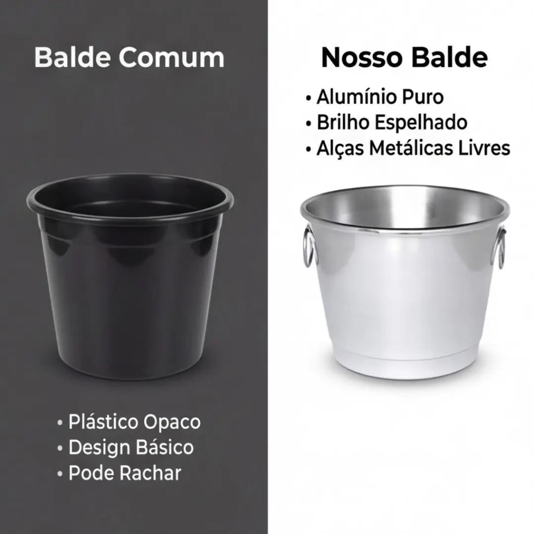 Balde de Gelo Alumínio Polido 5 Litros – Elegância e Conservação para Cervejas e Bebidas