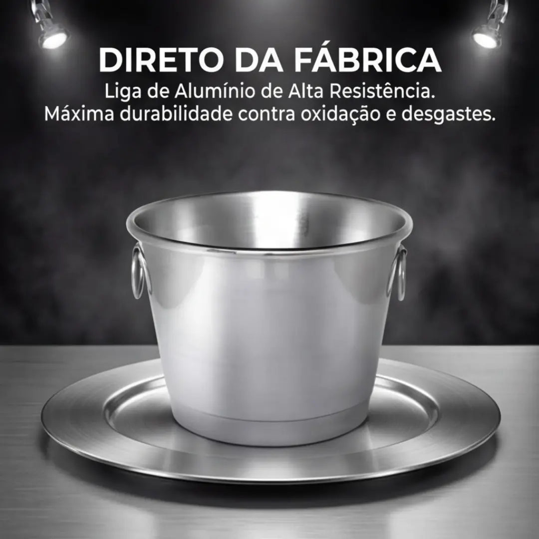 Balde de Gelo Alumínio Polido 5 Litros – Elegância e Conservação para Cervejas e Bebidas