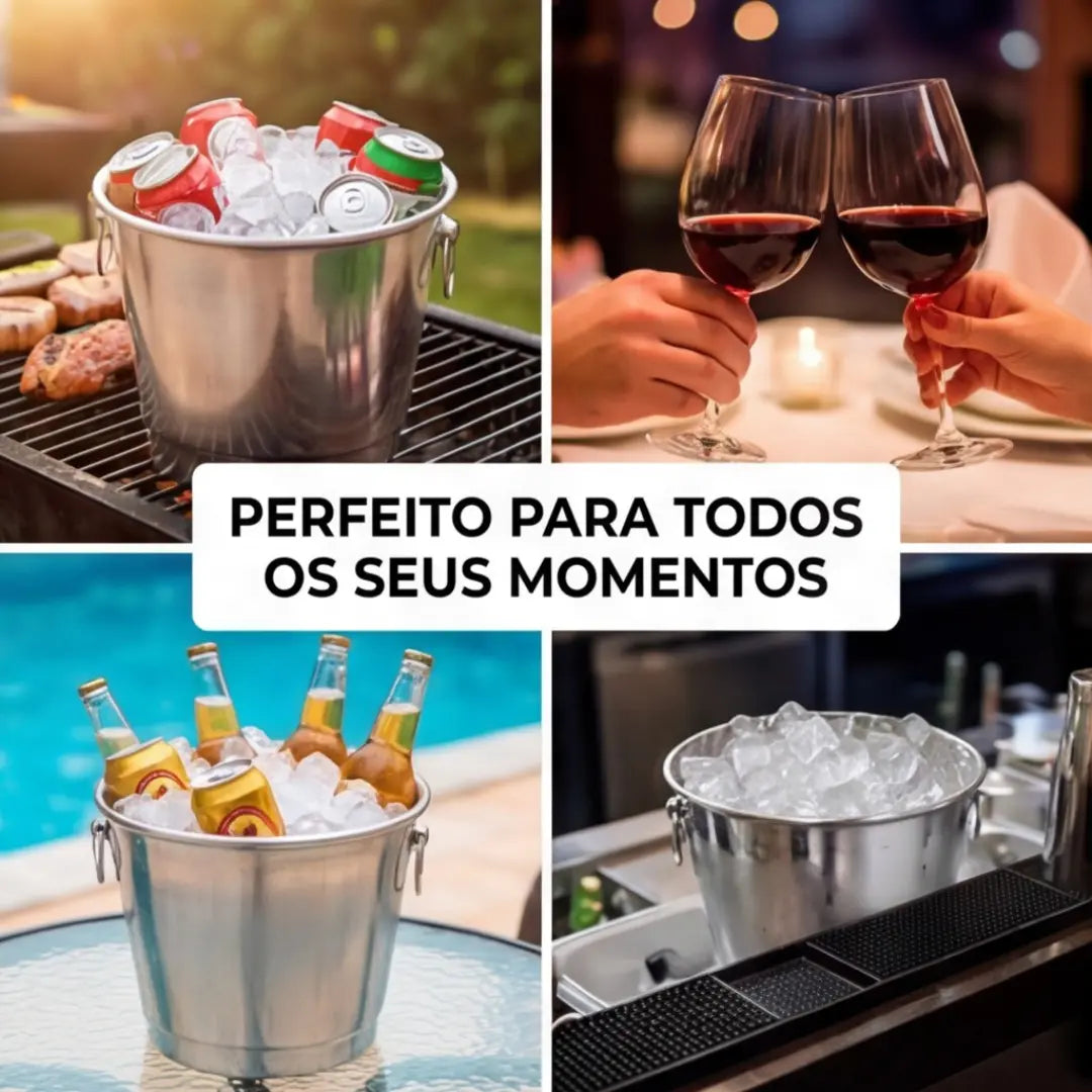 Balde de Gelo Alumínio Polido 5 Litros – Elegância e Conservação para Cervejas e Bebidas