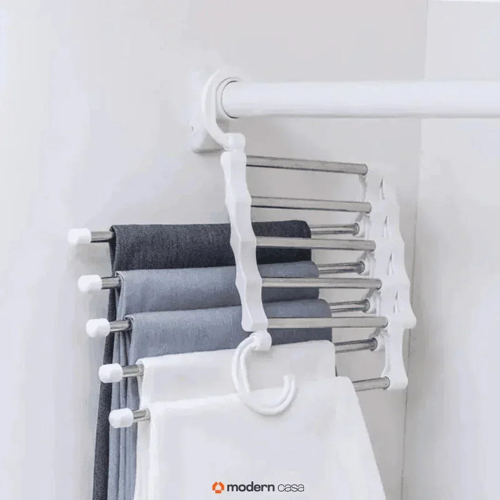 Cabide Organizador Inox para Calças - Retrátil 5 em 1