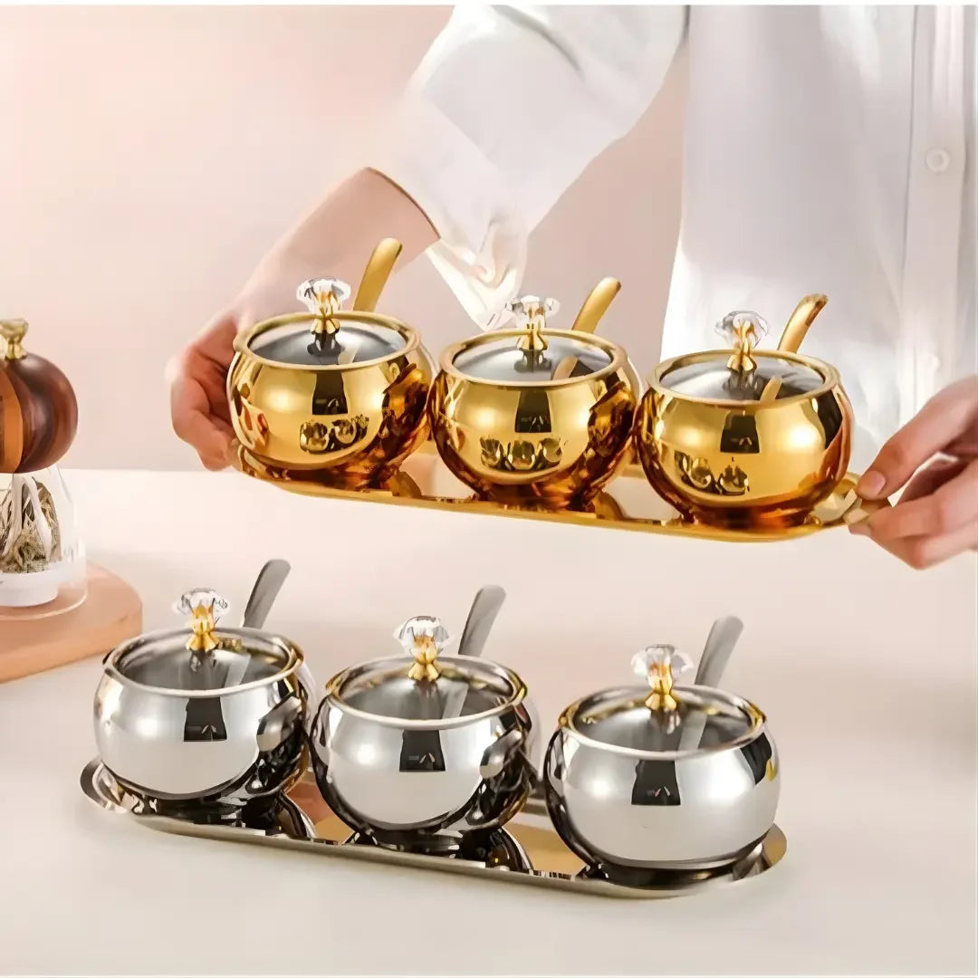 Conjunto 3 Potes Organizadores com Bandeja Luxo