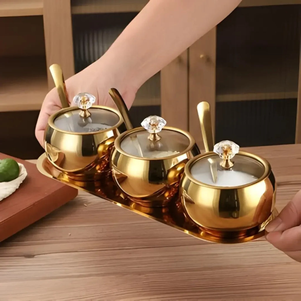 Conjunto 3 Potes Organizadores com Bandeja Luxo