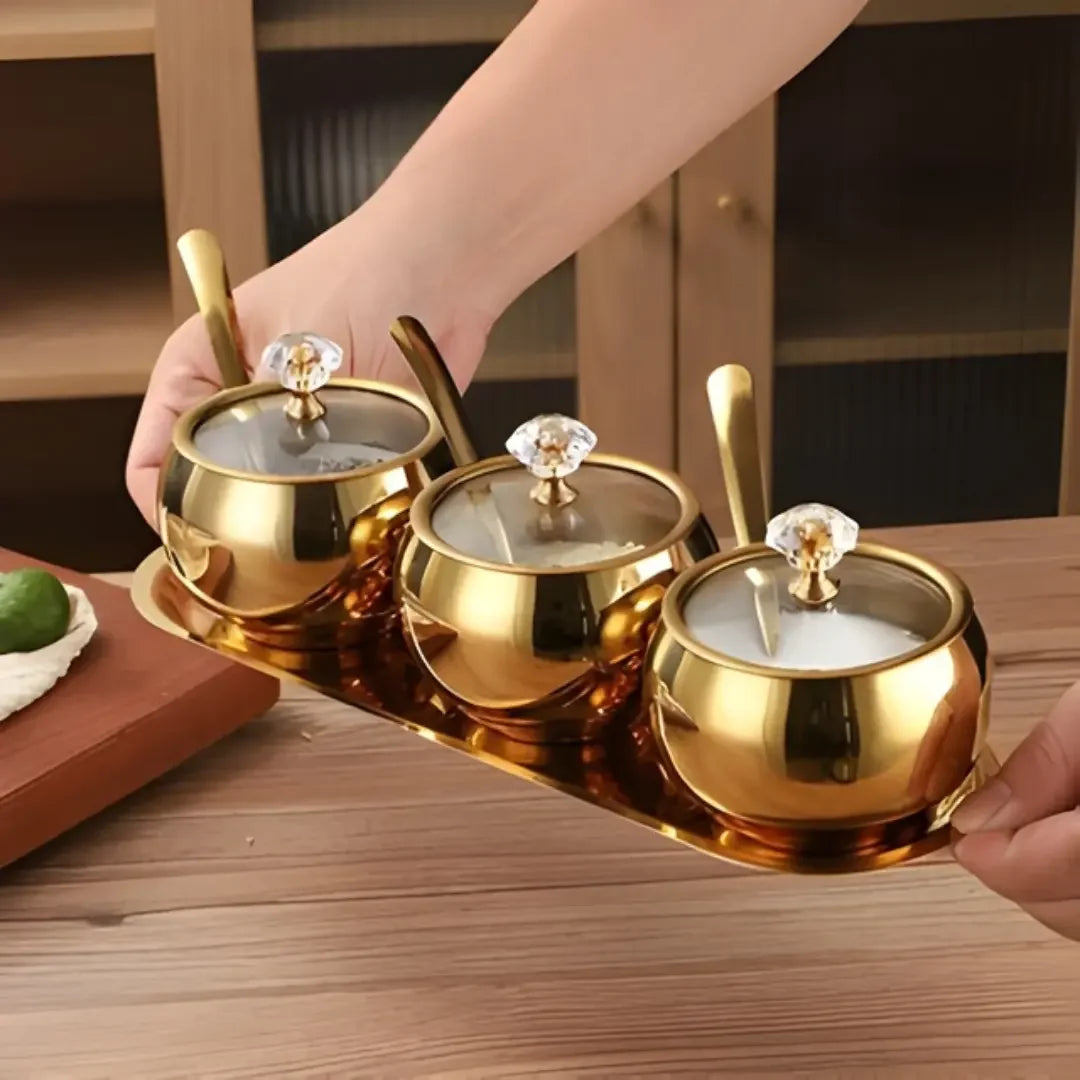 Conjunto 3 Potes Organizadores com Bandeja Luxo