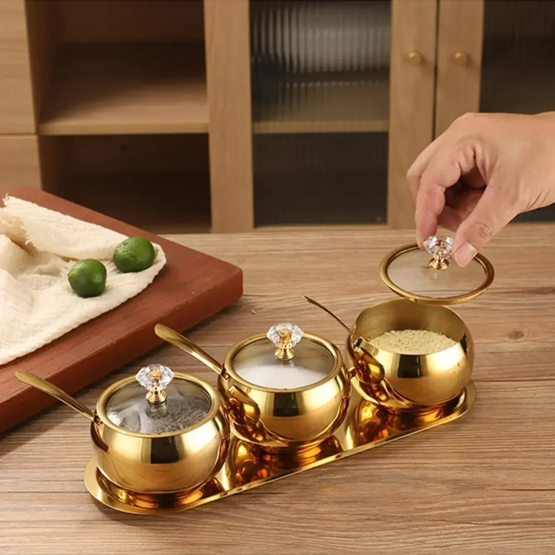 Conjunto 3 Potes Organizadores com Bandeja Luxo