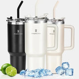 Copo Térmico Inox Portátil com Tampa e Canudo Romantic Crown 1200ML