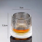 Copo de Whisky Giratório de Vidro Listrado (Kit 6 Unid)