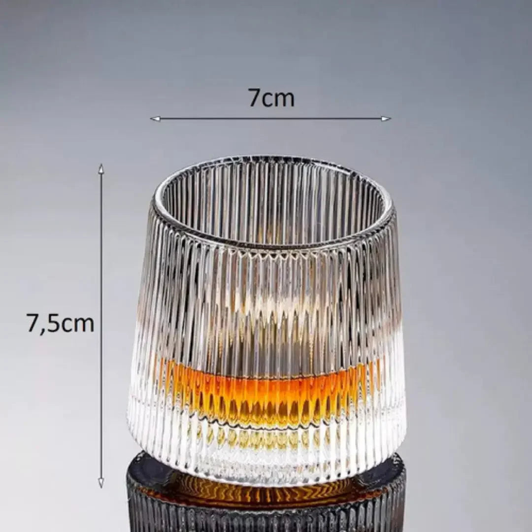 Copo de Whisky Giratório de Vidro Listrado (Kit 6 Unid)