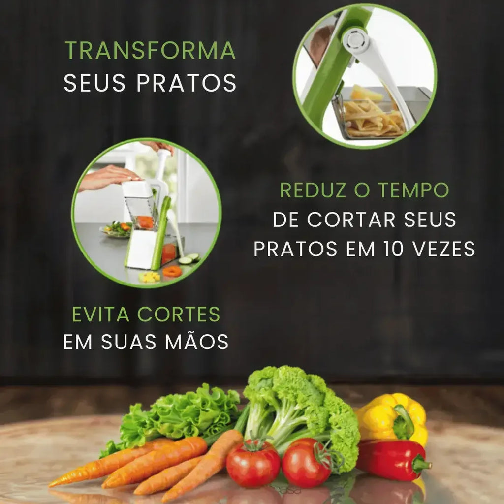 Cortador Mandoline Multifuncional 5 Funções – Precisão e Agilidade na Sua Cozinha