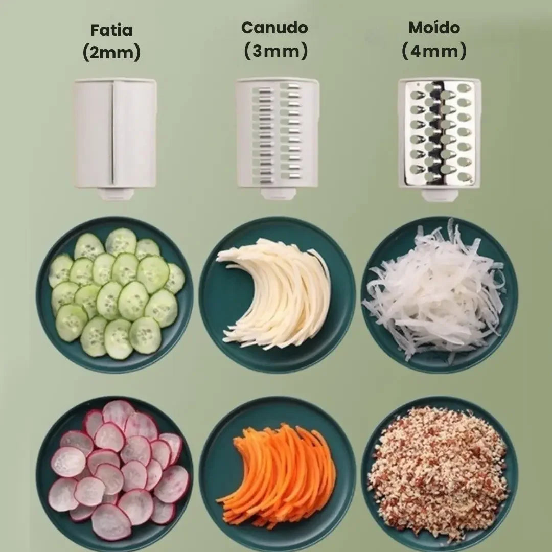Ralador e Fatiador de Legumes Multifuncional 3 em 1
