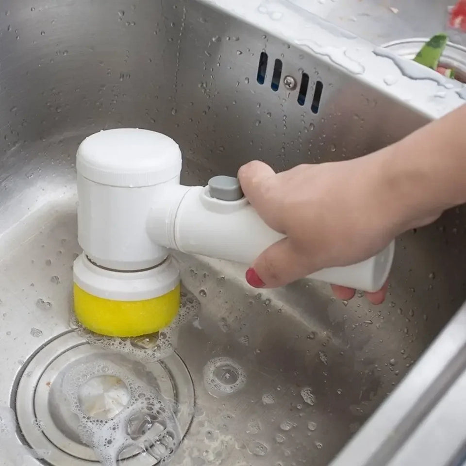 Escova Elétrica Multiuso 5 em 1 para Limpeza 360° – Potência e Agilidade na Palma da Sua Mão