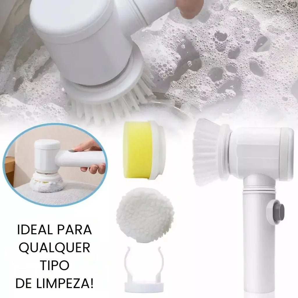 Escova Elétrica Multiuso 5 em 1 para Limpeza 360° – Potência e Agilidade na Palma da Sua Mão