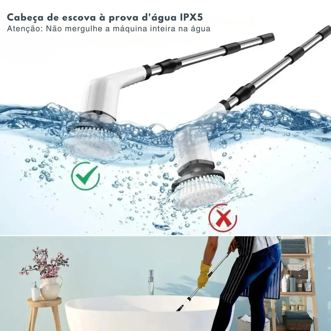 Escova Elétrica de Limpeza 9 em 1 com Cabo Extensor