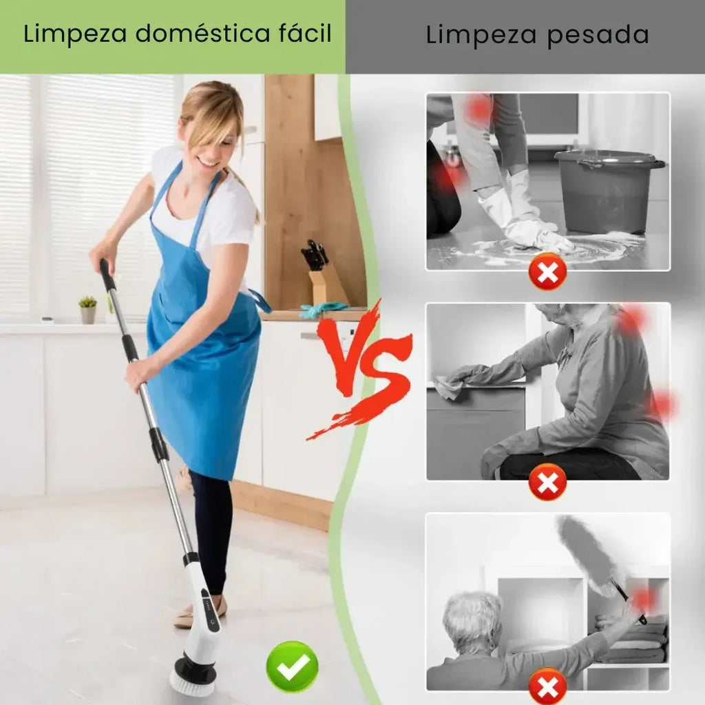 Escova Elétrica de Limpeza 9 em 1 com Cabo Extensor