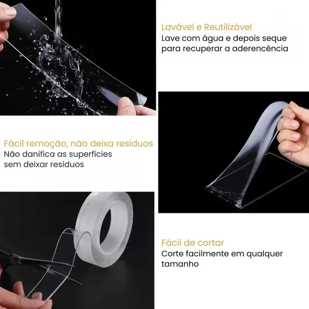 Fita Adesiva Dupla Face Extra Forte Transparente NanoGel