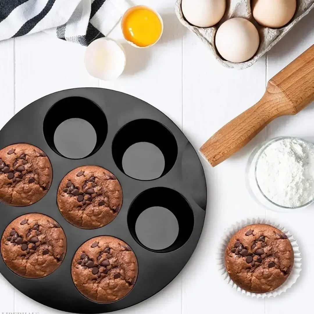 Forma de Silicone para Air Fryer com 7 Cavidades – Antiaderente para Cupcakes, Muffins e Mini Bolos
