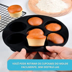 Forma de Silicone para Air Fryer com 7 Cavidades – Antiaderente para Cupcakes, Muffins e Mini Bolos