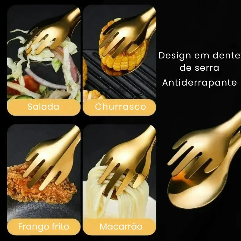 Kit de Talheres 4 Peças em Aço Inox Dourado