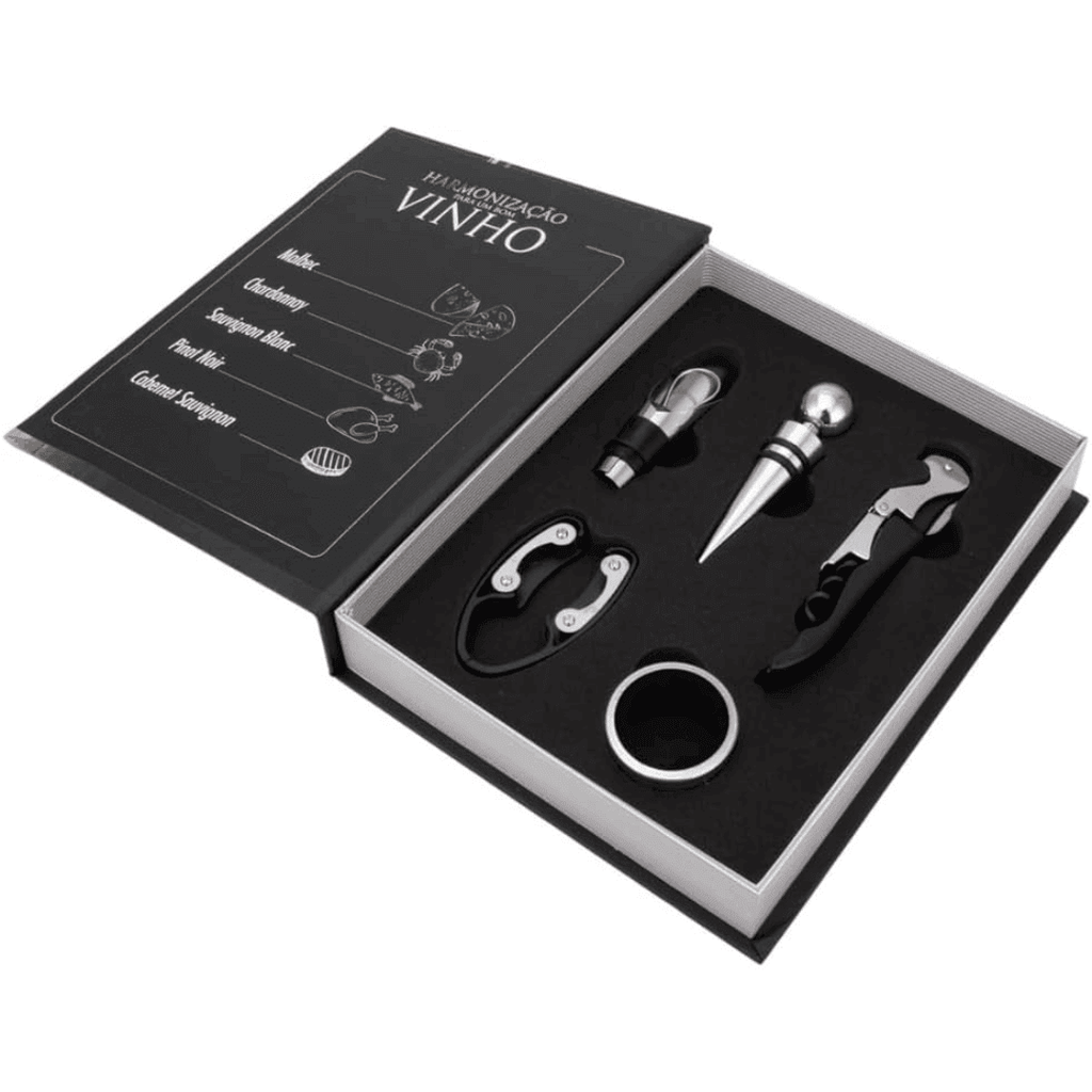 Abridor de Vinhos Kit em Formato de Livro