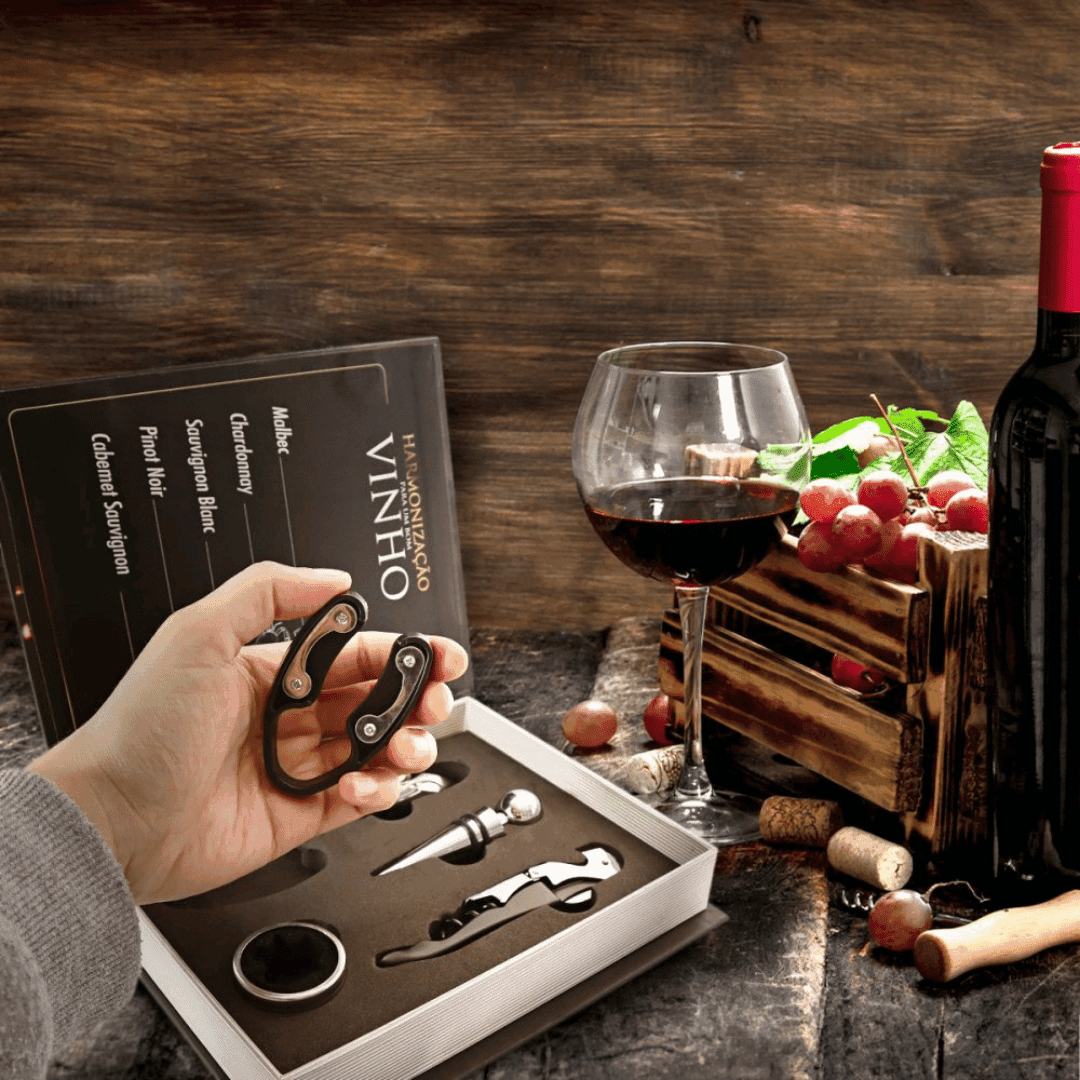Abridor de Vinhos Kit em Formato de Livro