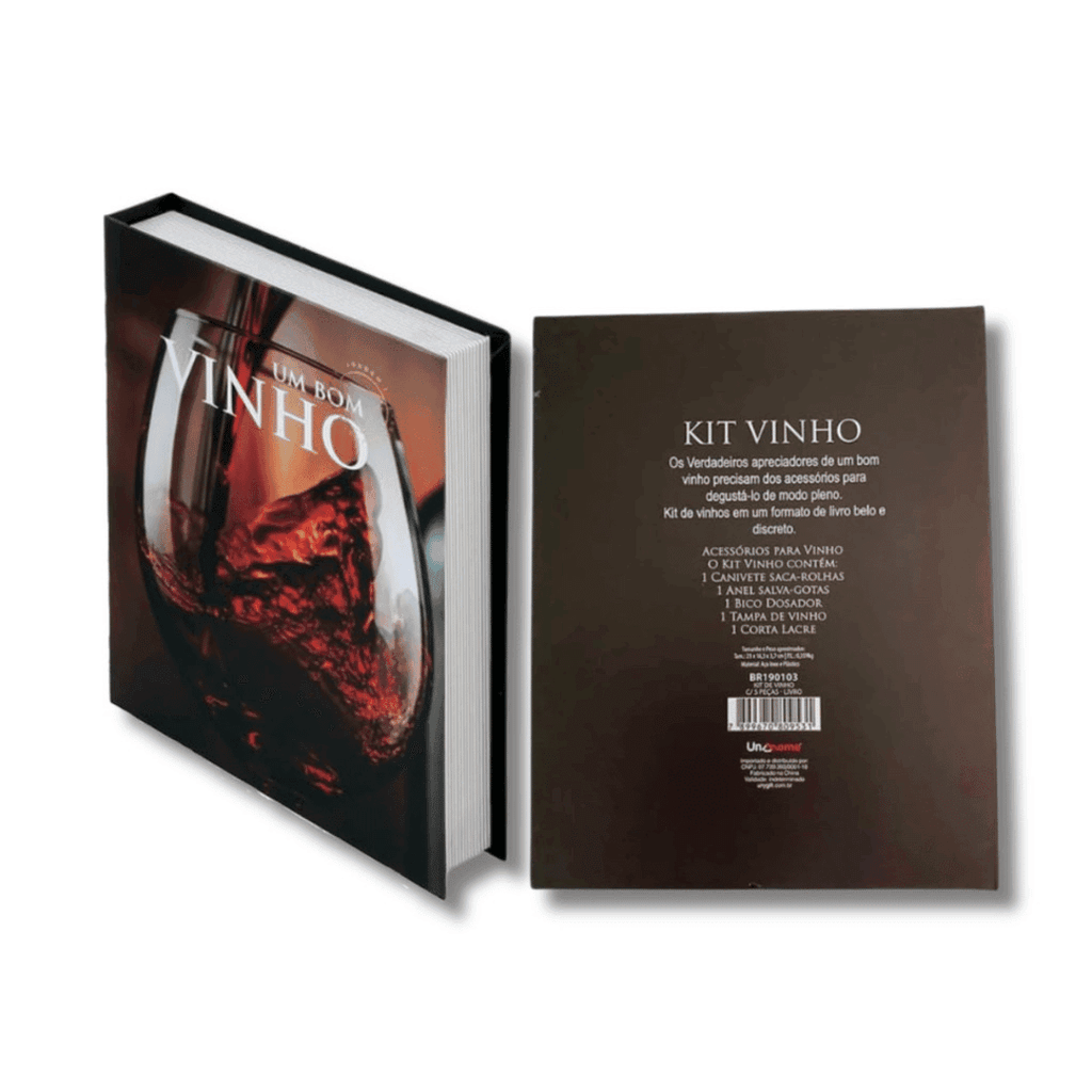 Abridor de Vinhos Kit em Formato de Livro