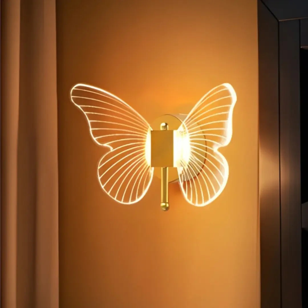 Luminária Arandela Borboleta Dourada LED