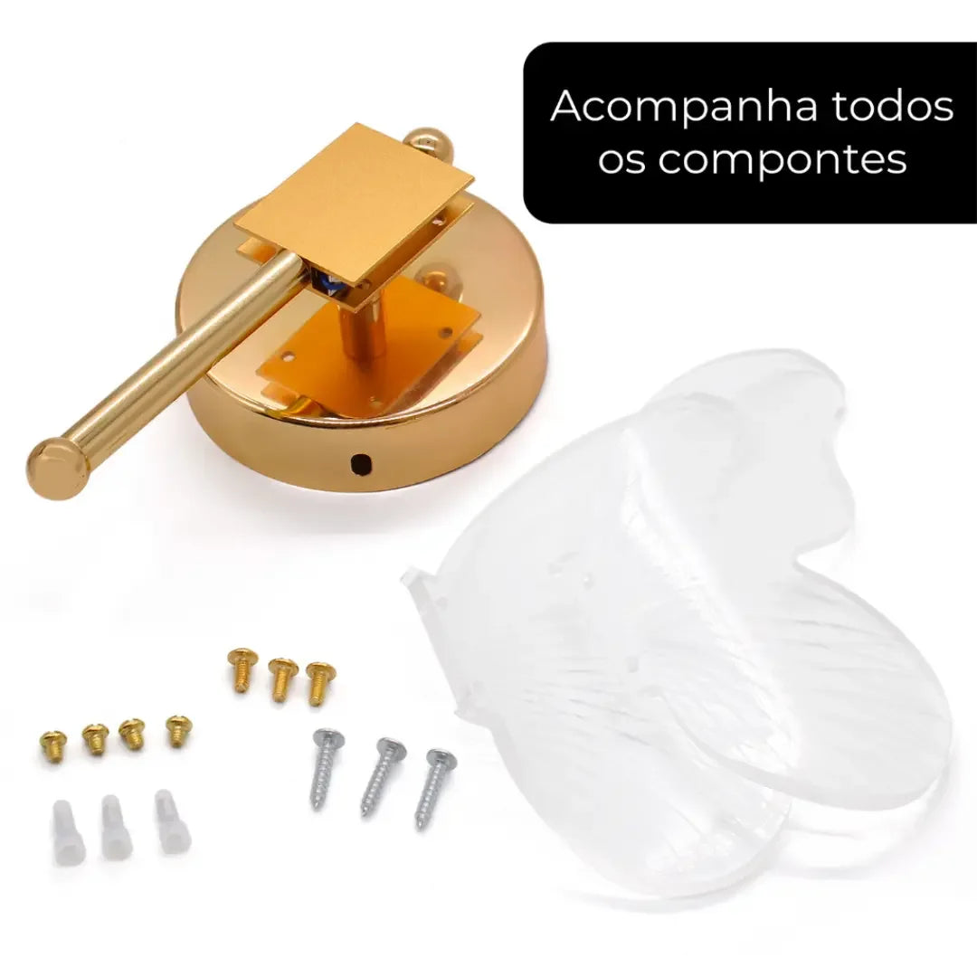 Luminária Arandela Borboleta Dourada LED