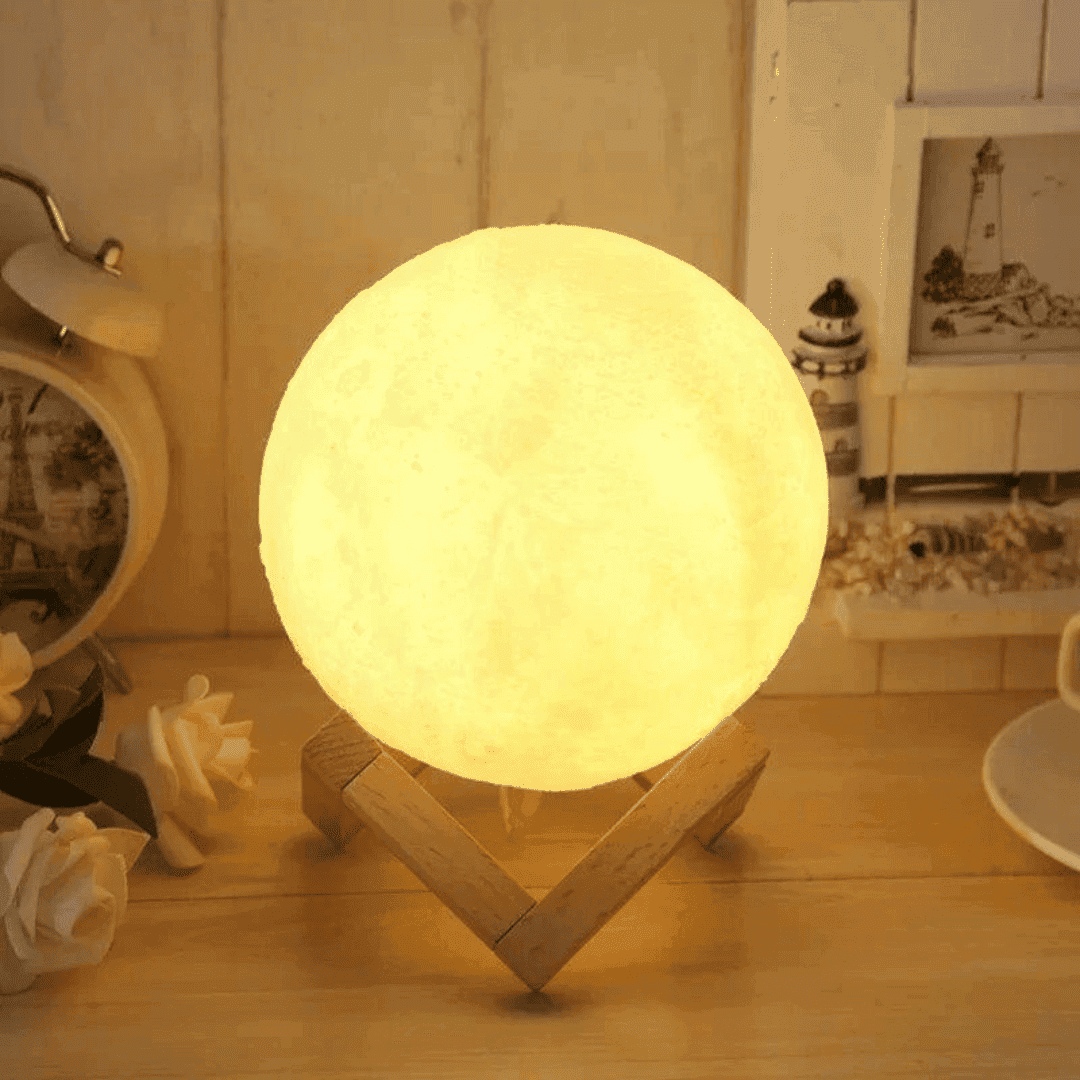 Luminária De Lua Cheia 3D Led